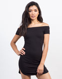 Off-the-Shoulder Rib Knit Dress